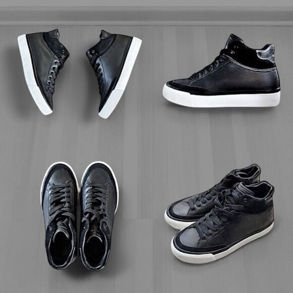 Rag & Bone RB Army High Sneakers in Black Leather - Picture 8 of 16